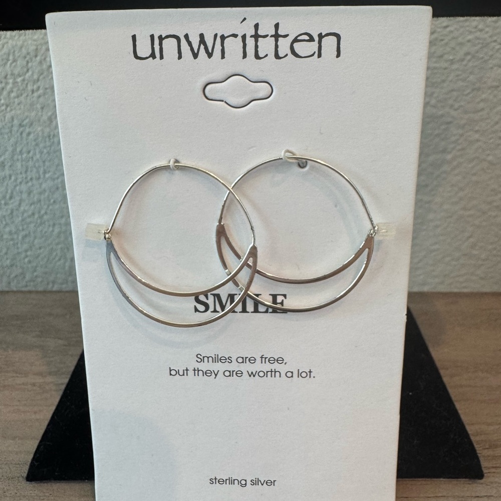 Unwritten Polished Silver Double Hoop Earrings
